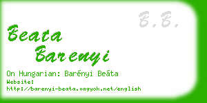 beata barenyi business card